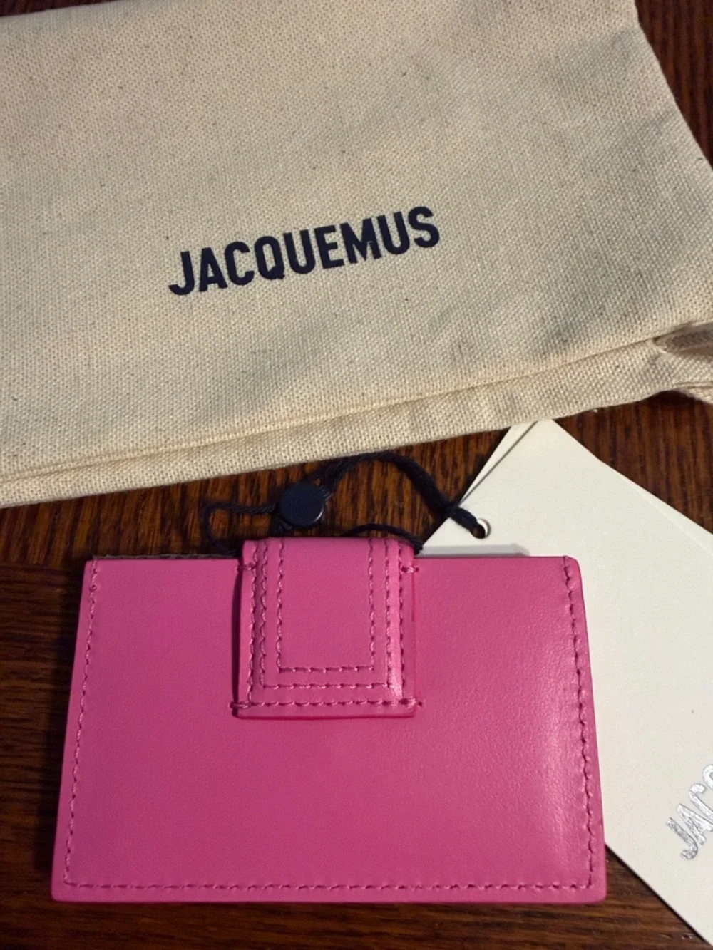 Jacquemus Hot Pink Leather Snap Card Holder - Picture 2 of 7